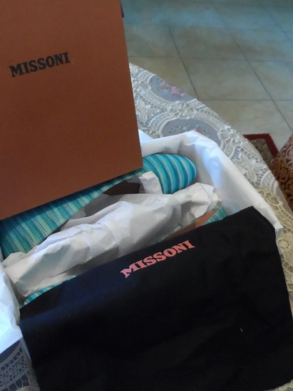 Missoni Tessuto Ocean Blue & White Striped Knit Ballet Flats Size IT 40 US 10